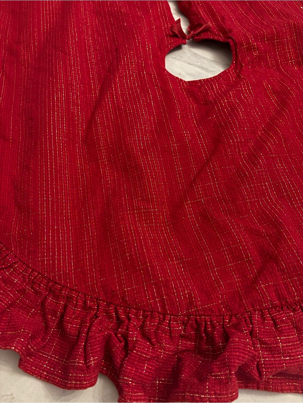 Red Ruffled Christmas Tree Skirt - 42 in Diameter